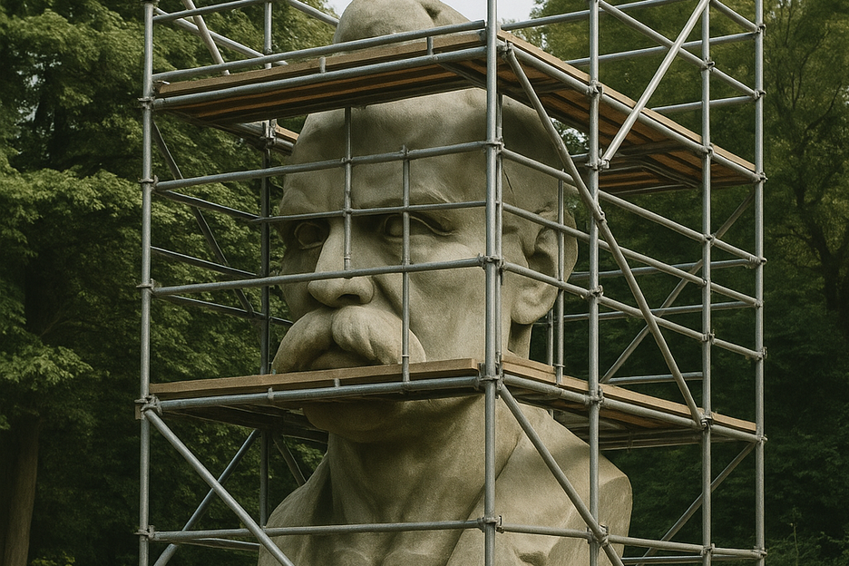 Baustelle "Nietzsche-Büste", KI-generiert, 2025