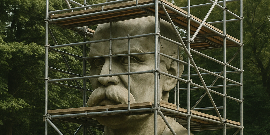 Baustelle "Nietzsche-Büste", KI-generiert, 2025