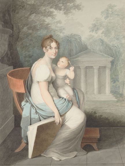 Graphische Sammlungen Josef Mathias Grassi, Zeichnerin mit Kind